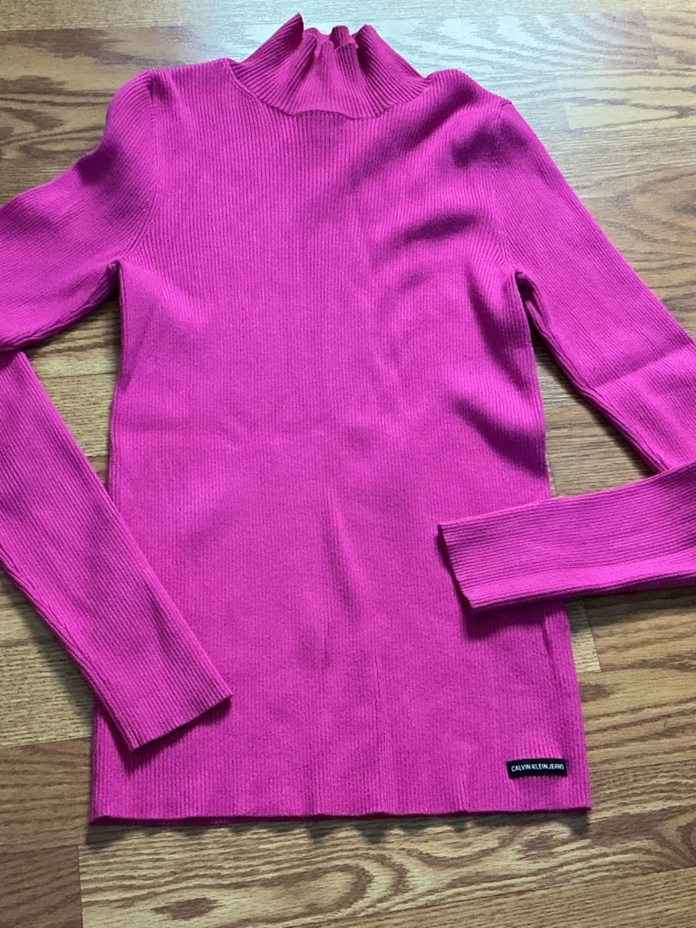 Calvin Klein Pink Ribbed Long Sleeve Mock Neck Sweater Size M